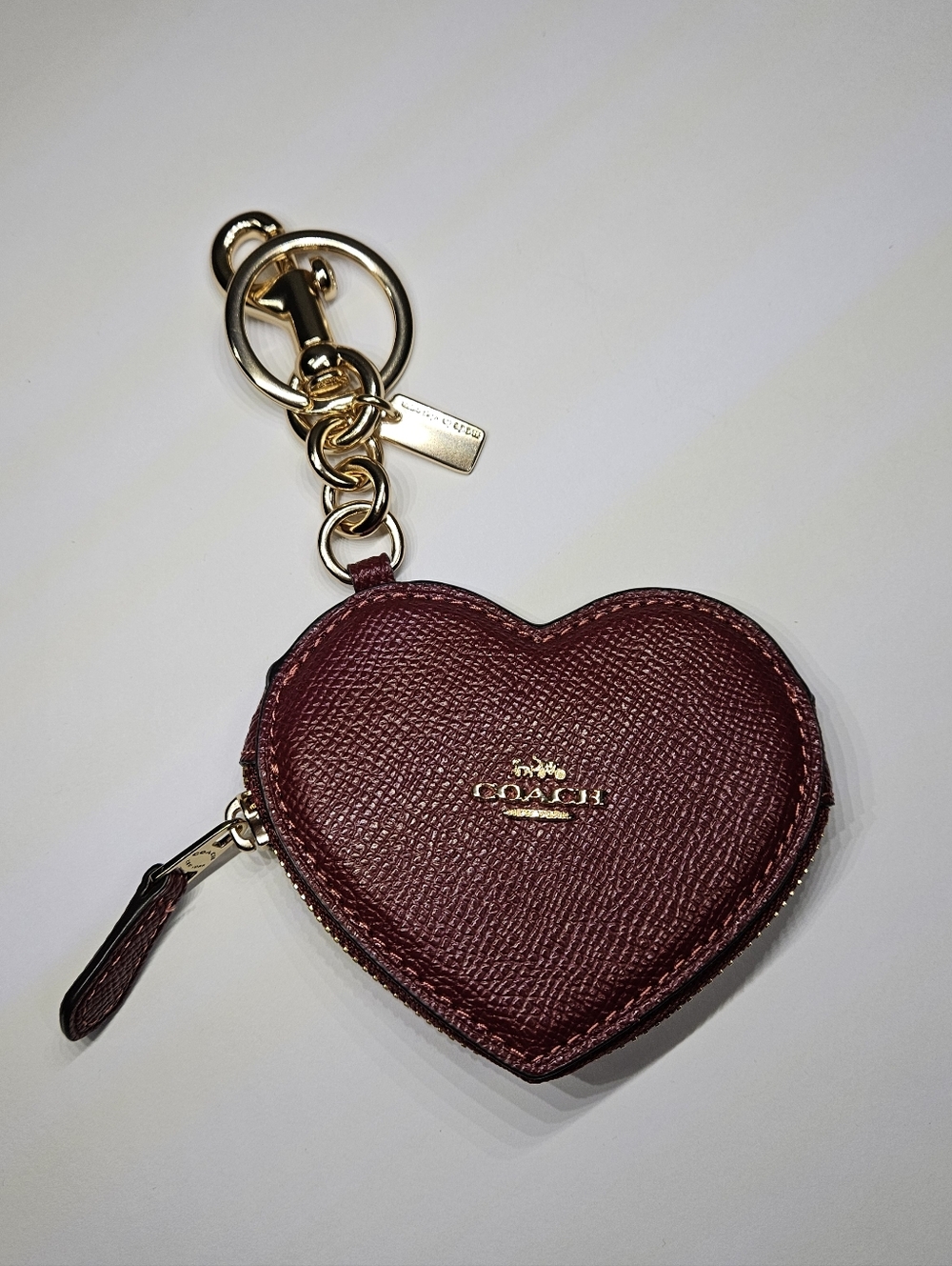 Coach Heart Bag Charm in Dark Ruby